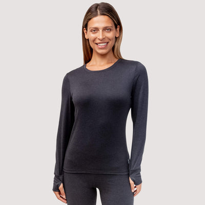 Women's Midweight Sueded Base Layer Top - Black #color_black
