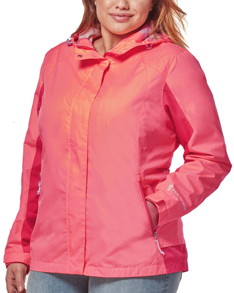 Free Country Women's Plus Size Sunswept Athletx Windbreaker Jacket - Peach Punch - 1X#color_peach-punch